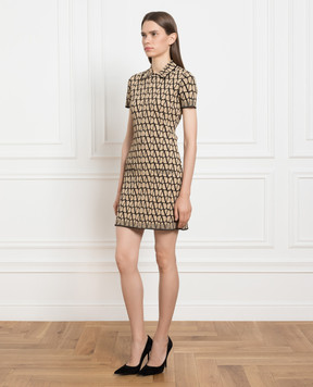 Valentino Бежева сукня міні у візерунок VLogo 3B3KD10N82T