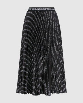 Versace Jeans Couture Черная юбка-плиссе миди в принт Logo Brush Couture 75HAE808NS336