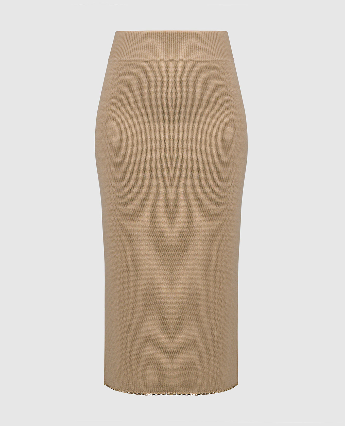 Brown wool and cashmere skirt with chain
