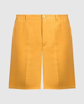 Stefano Ricci Желтые шорты из льна с вышивкой логотипа M8T31B0010TLINO