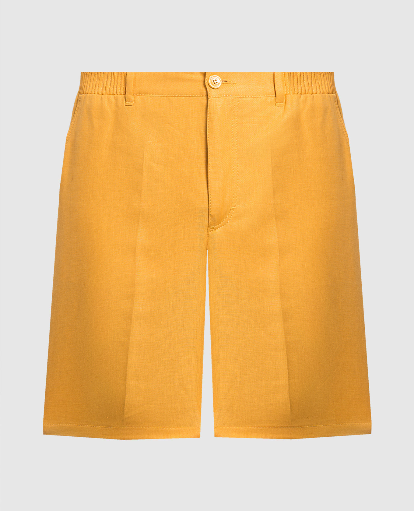 Желтые шорты из льна с вышивкой логотипа