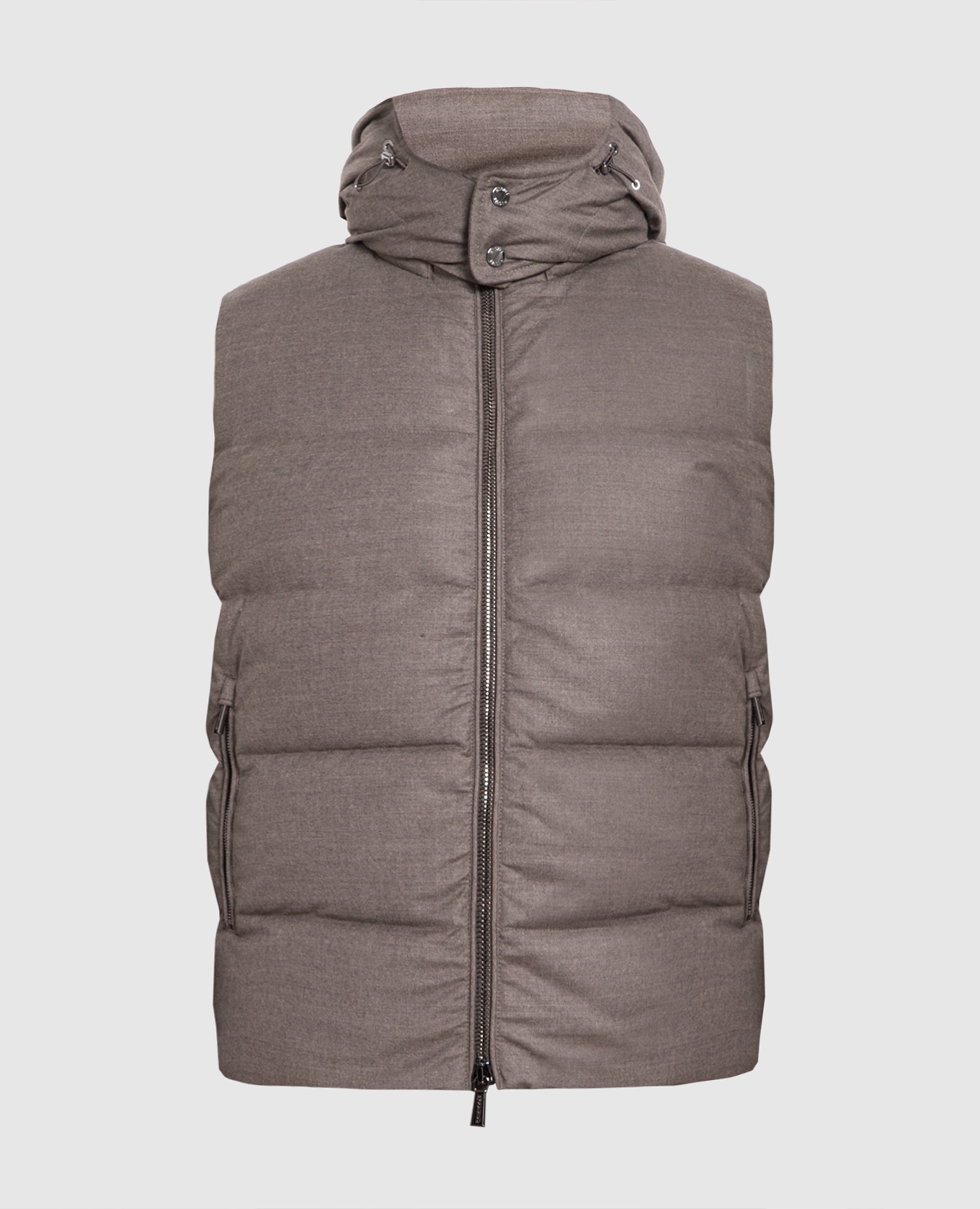 Beige down vest made of wool and cashmere