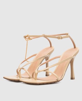 Bottega Veneta Бежевые кожаные босоножки 708893VBSF0