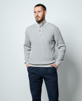 Cashmere&Whiskey Сірий джемпер з вовни та кашеміру в смужку PL104