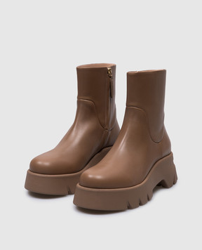Gianvito Rossi Коричневі шкіряні черевики Montey з логотипом G7329720GOM