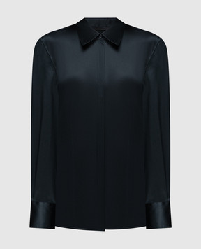 Helmut Lang Чорна блуза із шовку з фігурними вирізами N10HW507