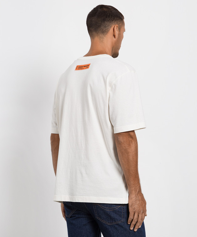 Heron Preston Футболка молочного цвета с контрастным принтом Стиль HMAA032C99JER002 изображение 4