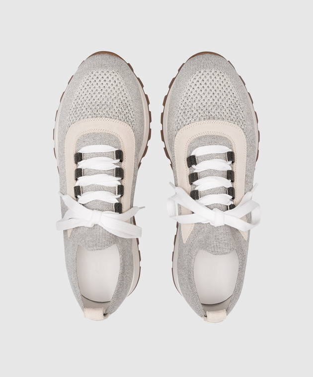 Brunello Cucinelli Серые кроссовки с цепочкой мониль MZ35G2490 изображение 4