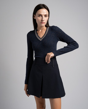 Brunello Cucinelli Синий пуловер с люрексом M9A844502