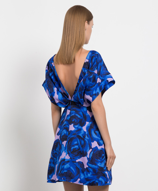 Carolina Herrera Синя сукня міні з шовку в квітковий принт R2211N534RGG зображення 4