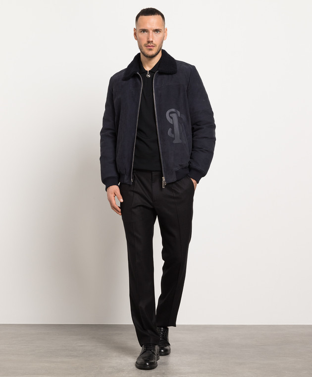 Stefano Ricci - Синяя замшевая куртка с логотипом M7J2300160NABIDR