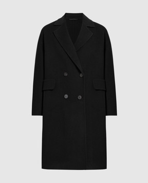 Peserico Чорне двобортне пальто з вовни та кашеміра S20125E03194