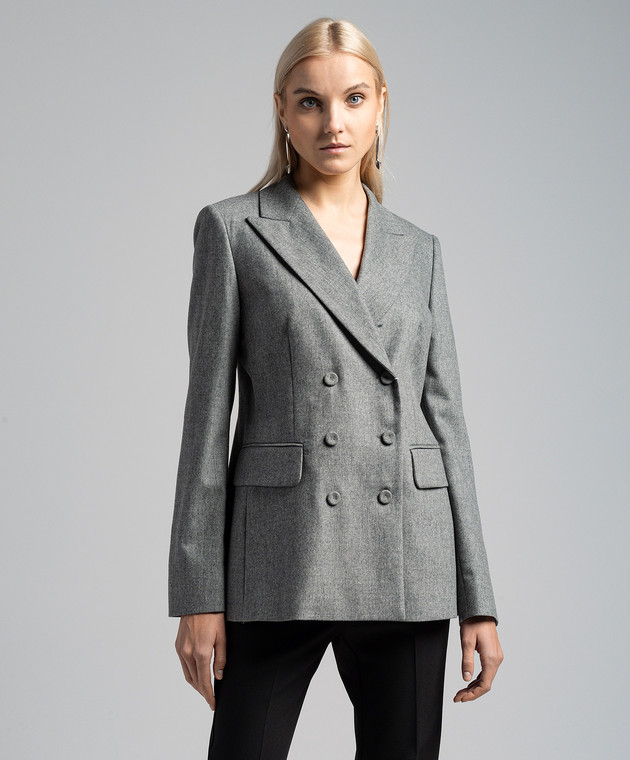 Max Mara - Gray double-breasted Landa wool and cashmere jacket