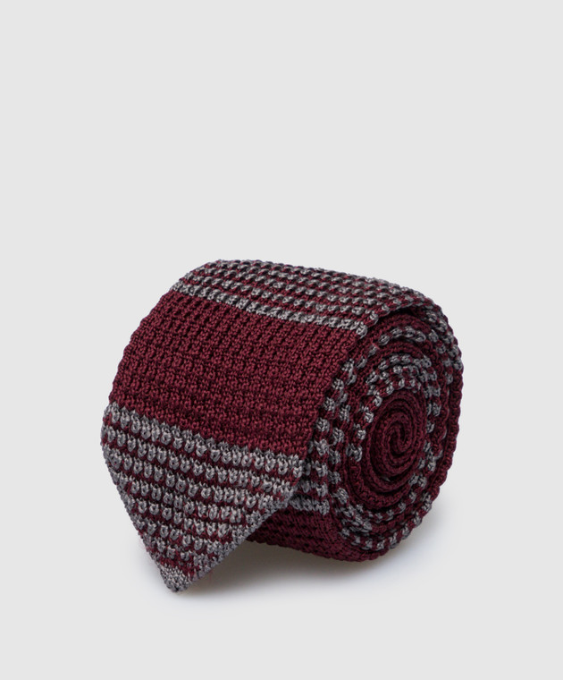 Stefano Ricci Children's burgundy striped silk tie YCRMTSR2916
