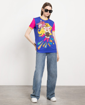Dolce&Gabbana Синя футболка з принтом Pig Supergirl F8K74ZHH7JB
