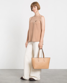 Brunello Cucinelli Бежевый топ из шелка MP993BK420