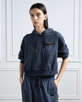 Brunello Cucinelli Синє худі з ланцюжком моніль MH827BD909