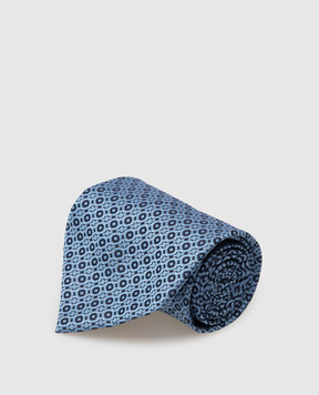 Stefano Ricci Світло-синя шовкова краватка у візерунок CCXDD44206