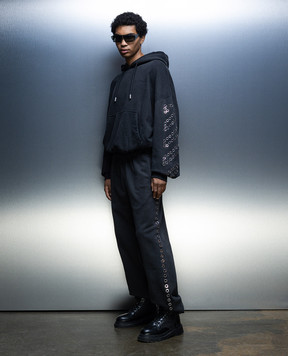 Off-White Сірі спортивні штани з люверсами та логотипом OMCH055F23FLE001