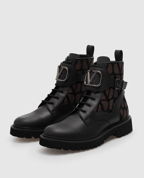 Valentino Черные комбинированные ботинки Vlogo Signature 3W2S0Q03HQZ