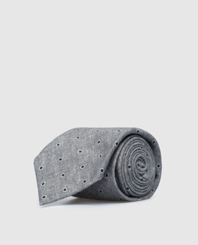 Brunello Cucinelli Серый галстук в горошек из шерсти MM8850018