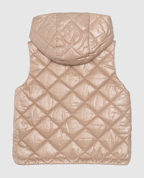 Brunello Cucinelli Дитячий бежевий стьобаний жилет з ланцюжком моніль BD553O001A