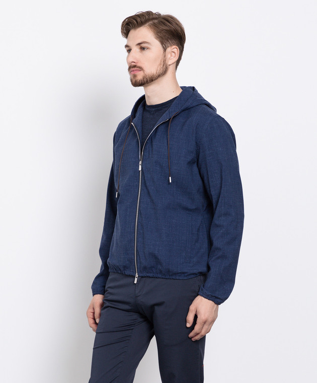 Tombolini - Navy blue wool and linen jacket SBM6EGHP buy at Symbol