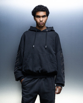 Off-White Сіре худі з люверсами з логотипом OMBB118F23FLE012