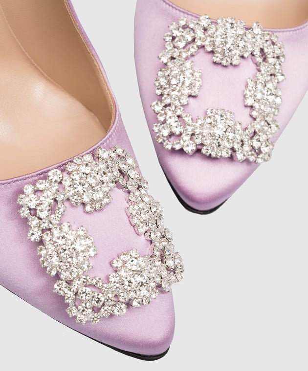 Manolo Blahnik Purple HANGISI boat shoes with crystals HANGISI image 5