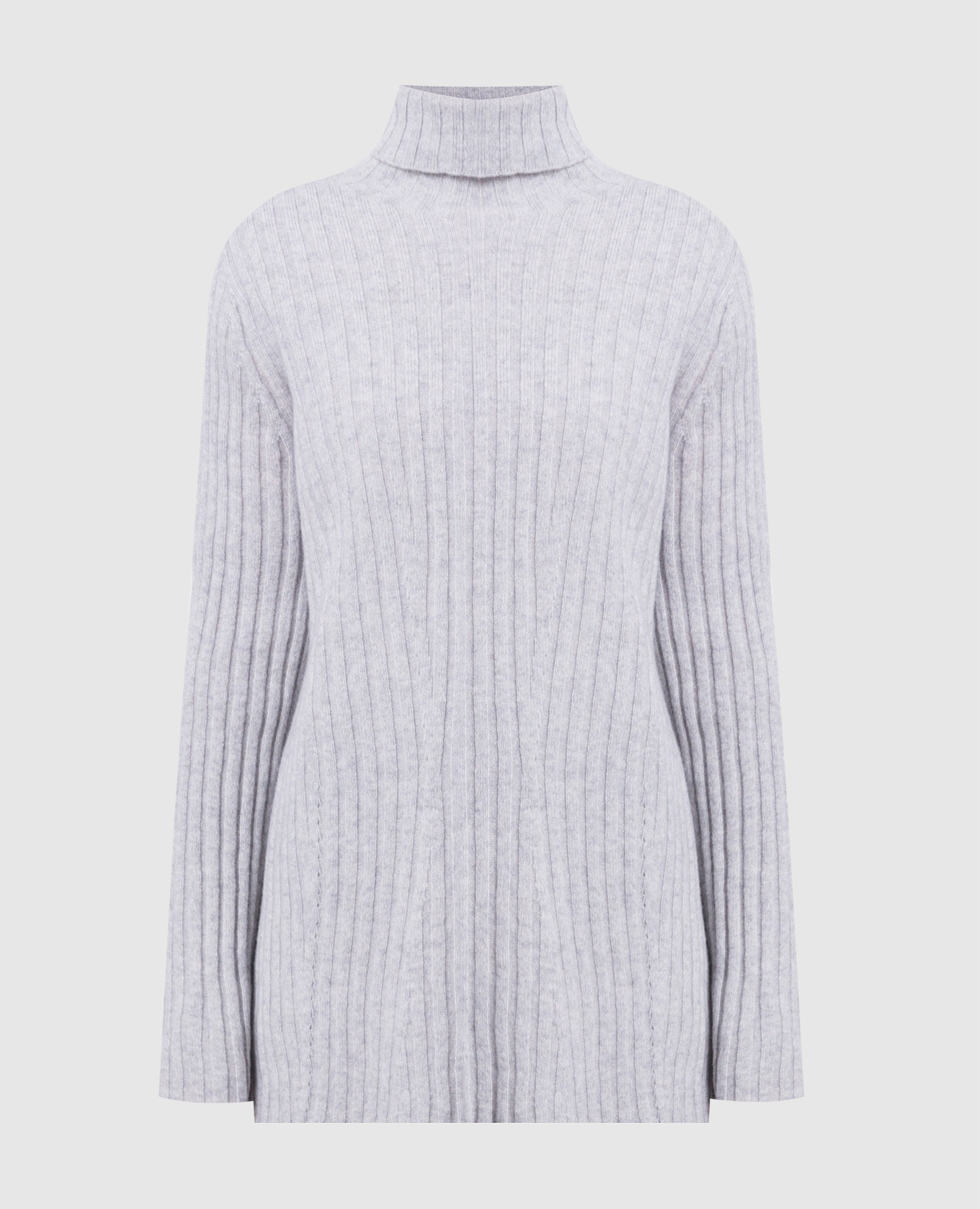 Gray ribbed wool and cashmere sweater
