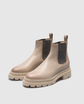 Santoni Бежеві шкіряні челсі WTEI70597GOMBLGA