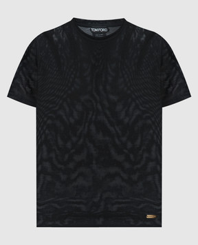 Tom Ford Черная футболка из шелка с логотипом TSJ567JEX078