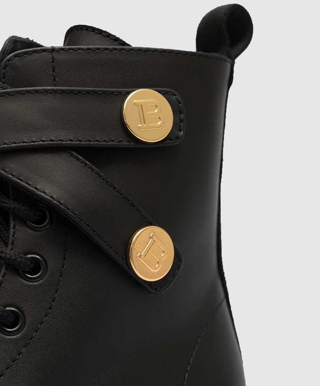 Balmain Children's black leather boots with logo BT0P26Z0833 image 5