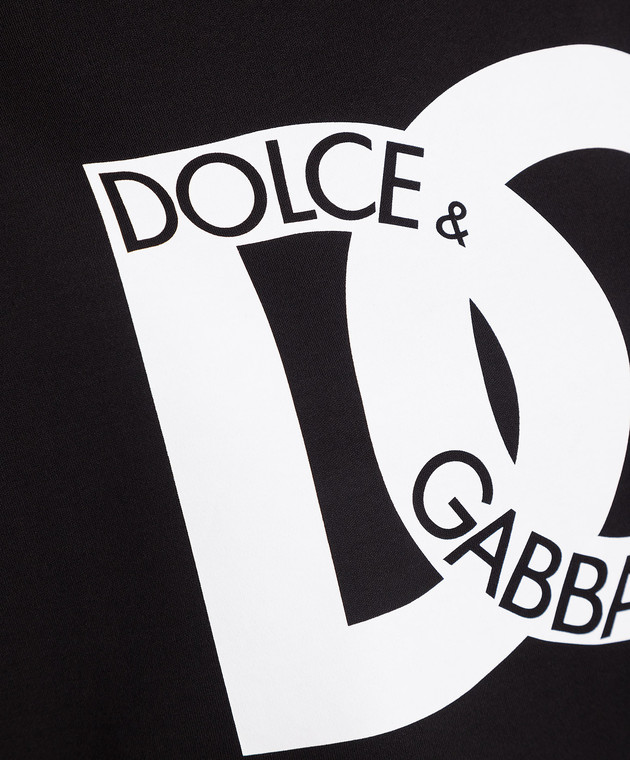 Dolce&Gabbana Черная футболка с контрастным принтом логотипа DG F8Q56ZG7G3E изображение 5