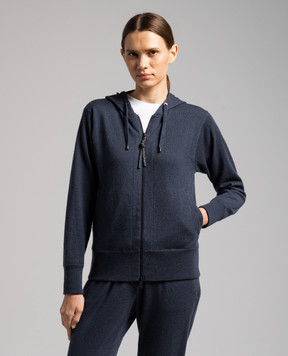 Brunello Cucinelli Синяя спортивная кофта из кашемира с цепочкой мониль M12169106