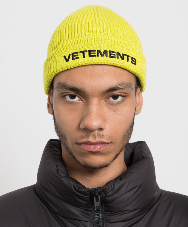 Vetements Green wool cap with logo embroidery UE54HA100Y image 2