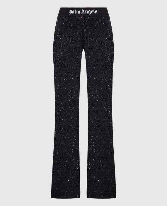 Black flared Soiree pants with logo in sequins