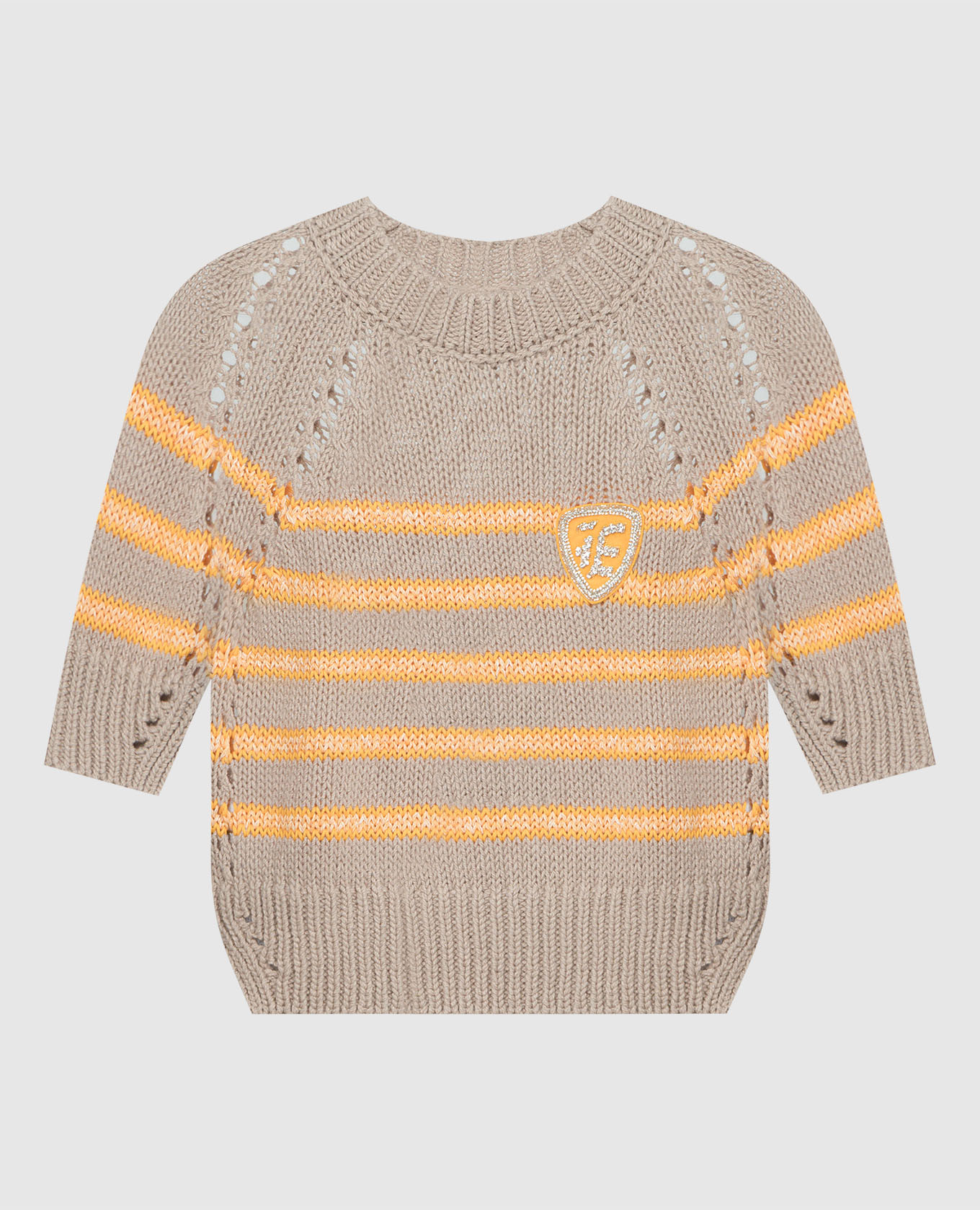 Brown striped jumper with logo