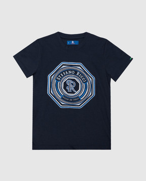 Stefano Ricci Дитяча синя футболка з вишивкою логотипу YNH0100800803