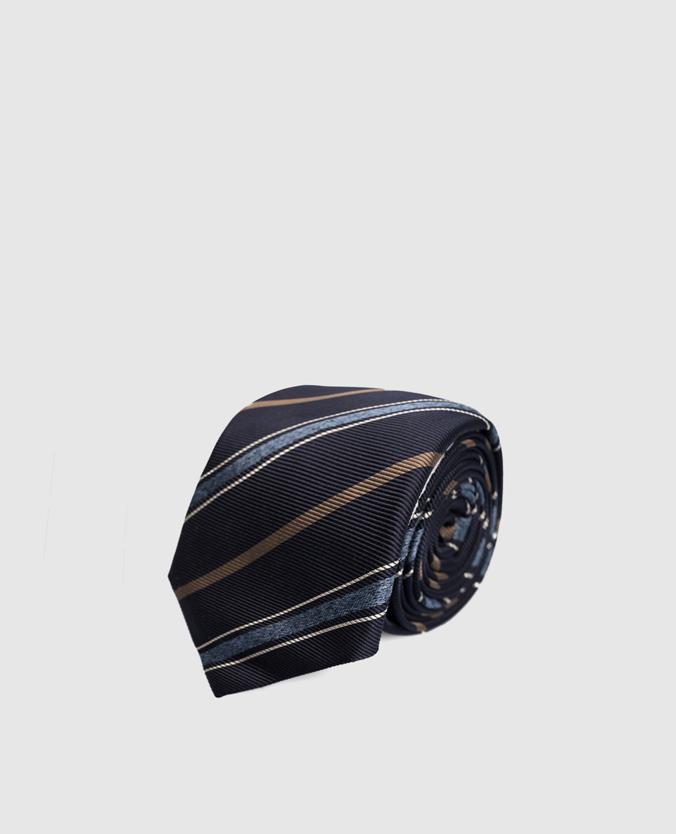 Синий галстук из шелка в полоску