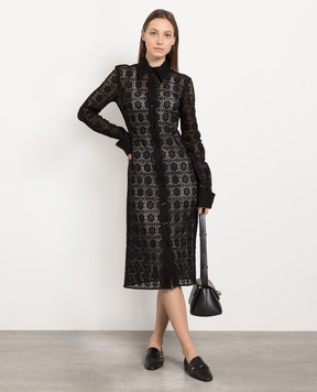 Max Mara Sportmax Черное ажурное платье-рубашка Recente RECENTE