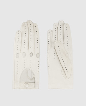 Sermoneta Gloves Бежевые кожаные перчатки с перфорацией AD