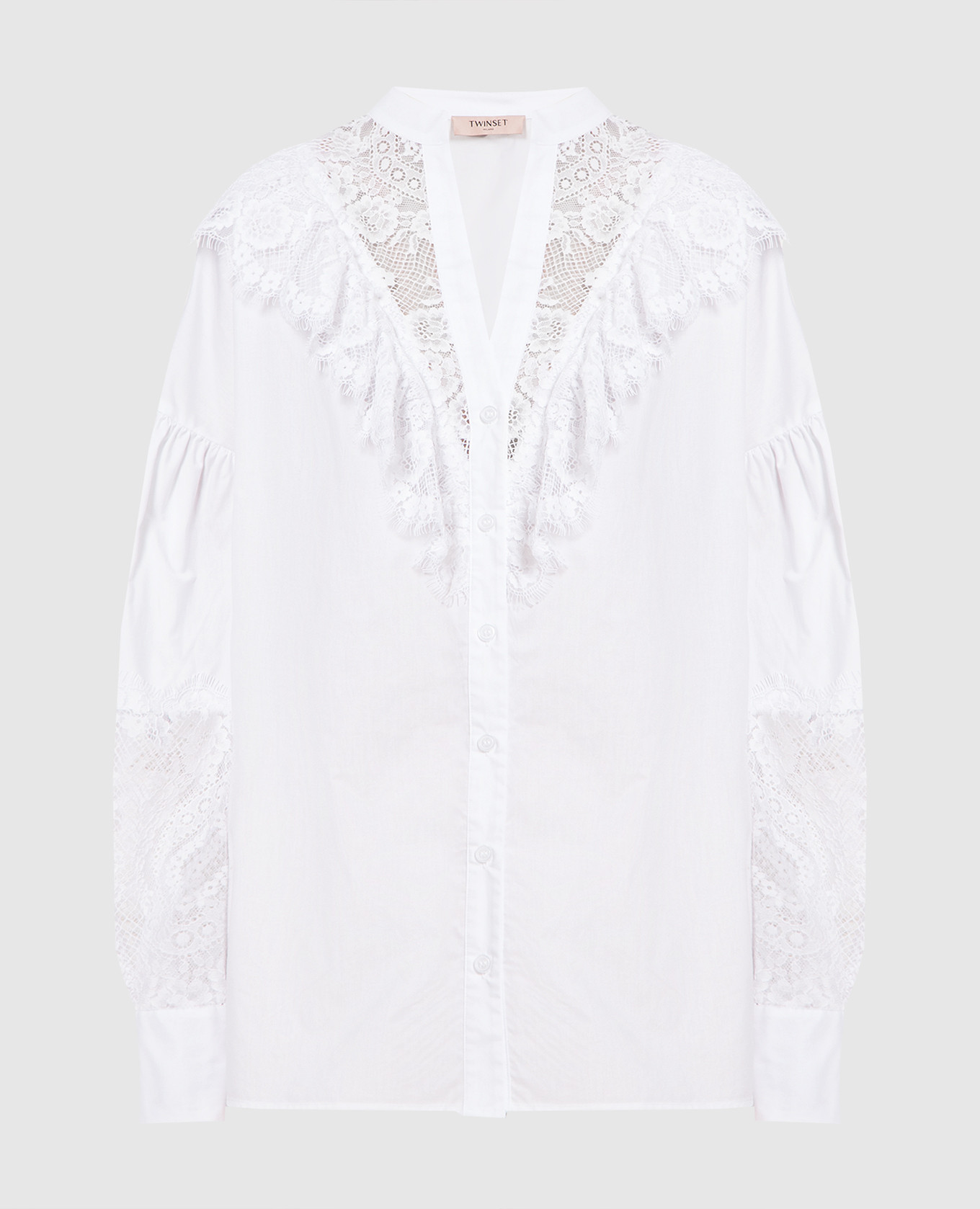 

Белая блуза с кружевом, Белый, Блузы