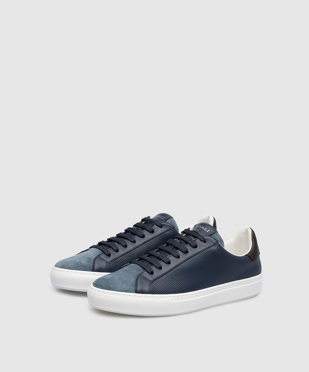 Canali Blue leather sneakers with logo RB00790191233 изображение 2