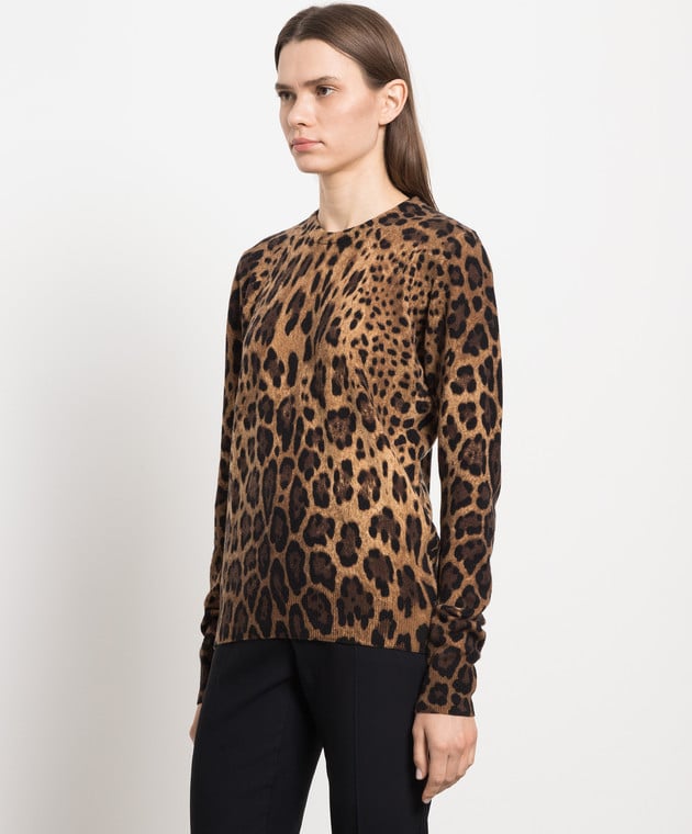 Dolce&Gabbana Brown leopard print cashmere jumper FM192KF56FA image 3