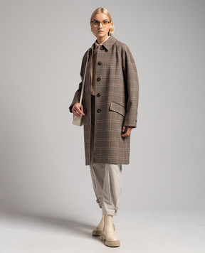 Max Mara Sportmax Коричневое пальто Vasaio в клеточку VASAIO