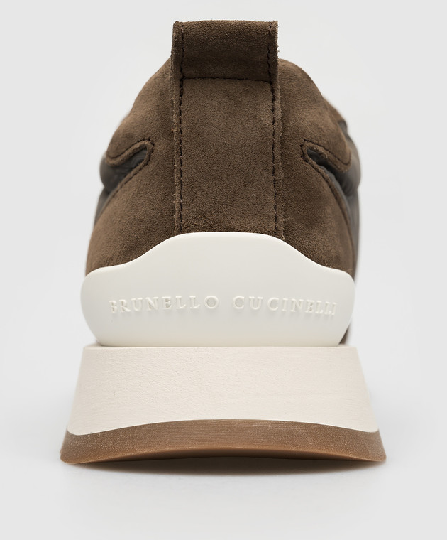 Brunello Cucinelli Коричневые комбинированные кроссовки с цепочкой мониль MZSFG2495 изображение 5