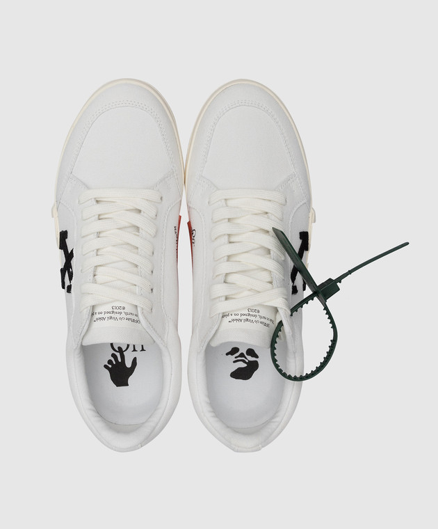 Off-White Белые сникеры Low Vulcanized с фактурным логотипом OWIA272C99FAB002 изображение 4