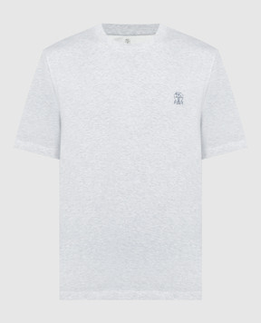 Brunello Cucinelli Серая меланжевая футболка с принтом логотипа M0B138440