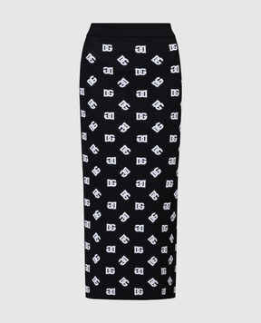 Dolce&Gabbana Черная юбка с жаккардовым узором логотипа монограммы. FXO02TJAIK3